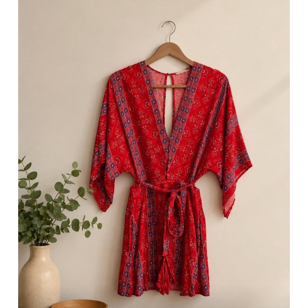 Lush Red Boho Shorts Romper S